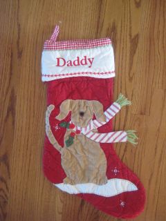 Pottery Barn Kids Quilted Dog Christmas Stocking Daddy NWT