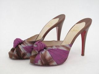 Christian Louboutin Purple/Brown Tie Dye Madeleine Knot Front Mules 38