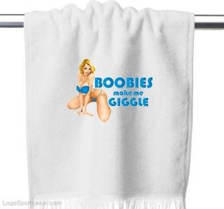 Boobies Make Me Giggle Golf or Bowling Towel FREE S/H BLUE