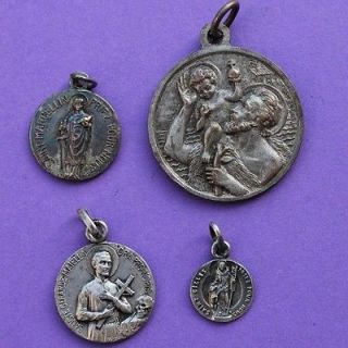Vintage medal,Saints Christopher,Gi​lles,Marcellin​,Gerard