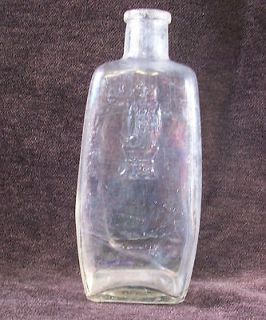 Antique OWL DRUG CO 2 Wing Owl Clear Opalescent Glass Medicine Bottle