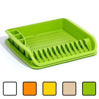 Plastic plate dish drainer with removable tray, 5 colours available, 2