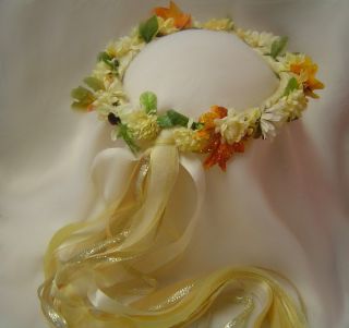 Wreath of Yellow Silk Daisies, Mums & flowers  Wedding / Renaissance