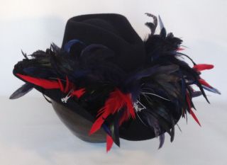 New York Giants Exotic Feather Team Colors Cowboy Hat   Hand Made