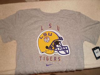 NWT   Authentic Nike LSU Tigers Football Helmet T Shirt   Size Youth