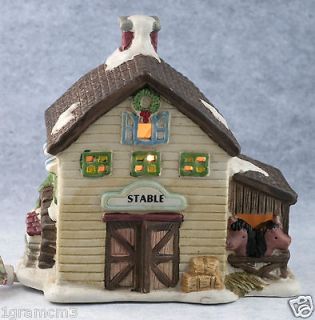 Dickens Collectibles Christmas Sugar Creek County Lighted Stable 1995