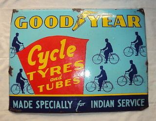 VINTAGE GOOD YEAR CYCLE TYRES PORCELAIN ENAMEL GARAGE SIGN RARE CIRCA
