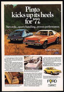1977 Ford Pinto 3 Door Runabout Car Vintage Print Ad
