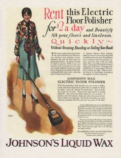 Vintage 1926 JOHNSONS WAX FLOOR POLISHER Print Ad