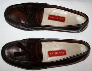 COLE HAAN MENS LEATHER DRESS SHOES FLATS SLIP ON TASSEL LOAFERS RED