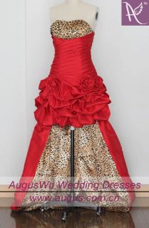 In Stock Hot Sale Red Leopard Bridesmaid Dress Wedding Party Evening