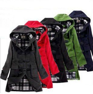 Fashion winter woolen womens coat jacket Slim thickened Hooded women
