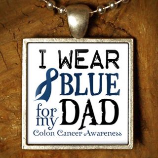 Colon Cancer Awareness Ribbon for Dad DOMED Glass Tile Pendant H86
