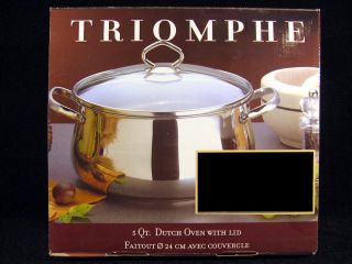 New TRIOMPHE 5 Qt DUTCH OVEN with lid 18/10 Stainless Steel Belly