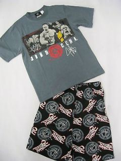 Boys Summer Pyjamas Pjs Grey and Black John Cena WWE Set size 14