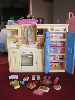 Barbie 2002 living in style yellow kitchen playset includes food