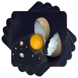 New Solar System Set of 4 Square Rubber Drink Coasters
