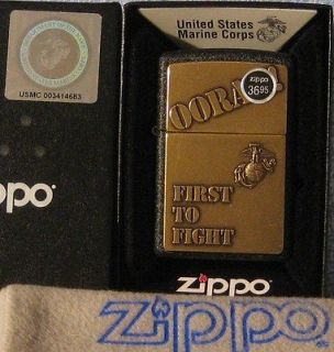 ZIPPO MILITARY lighter US MARINES Emblem OORAH FIRST TO FIGHT Mint