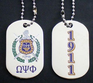 Omega Psi Phi Shield Crest Year 1911 Double Sided Dog Tag