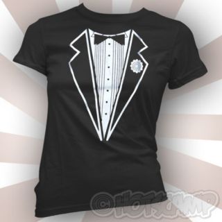Tuxedo Fitted T shirt Girl Lady Tux Top Sexy Fancy 80s