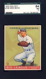 1933 Goudey #158 Moe Berg SGC 84