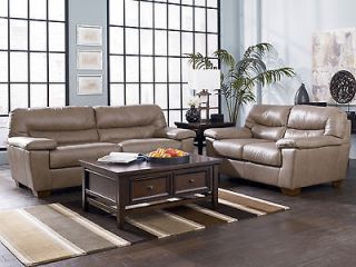 MODERN GENUINE LEATHER SOFA COUCH & LOVESEAT SET LIVING ROOM FURNITURE