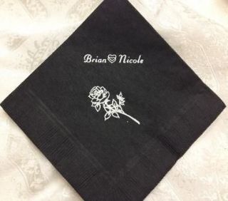 100 BLACK personalized beverage/cocktail party napkins 5x5, 2ply