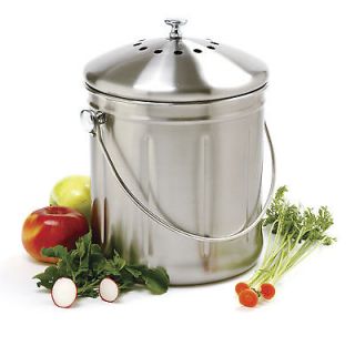 Gallon Stainless Steel Kitchen Counter Compost Keeper Pail Bin