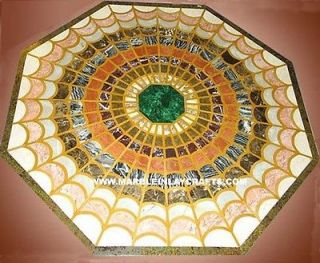 Mosaic Pattern Marble Stone Inlaid Handcrafted Coffee Table Top