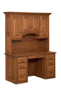 Amish Executive Computer Desk Hutch Home Office Solid Wood Oak Maple