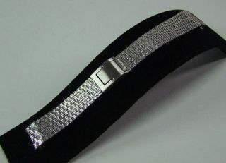 RARE 18MM STELUX SHINE MESH STAINLESS STEEL 2 PIECE CURVED ENDS BAND