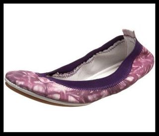 New YOSI SAMRA Foldable Ballet Flats TIE DYE Neon Purple White Fold Up
