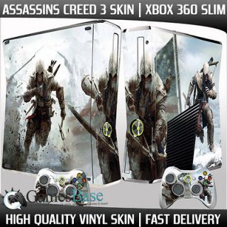 360 Slim Assassins Creed 3 Vinyl Skin Stickers + 2 Controller Skins
