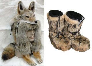 COYOTE Fur MOUNTAIN MAN Hat Face & Winter Boots Full Pelt *RARE* (NEW)