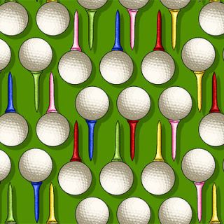 BY THE 1/2 YD~GOLF BALLS ON TEES ON GREEN~HENRY GLASS FABRIC~9450 66