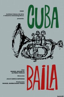 1017.Cuban movie Poster.Cuba Baila.Dance Jazz Trumpet