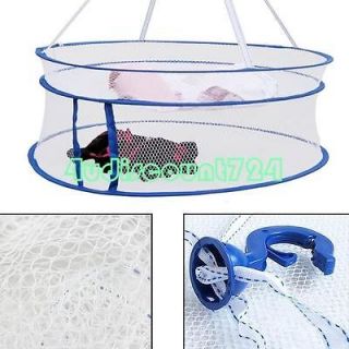 FOLDABLE MESH CLOTHES HANGING DRYING RACK CLOSED BASKET LAUNDRY ROOM