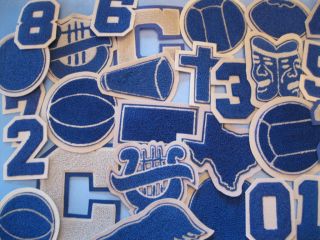 Royal Chenille & Grey Felt Patches for Letterman Jackets and Crafts