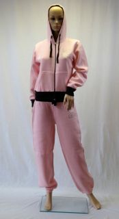 WOMENS LOVE CROWN DIAMANTE STUDDED HOODED TOP BOTTOMS TRACKSUIT SET