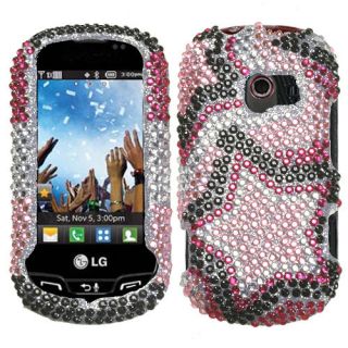 VN271 Verizon Hard Case Snap On Phone Cover Pink Twin Stars Bling