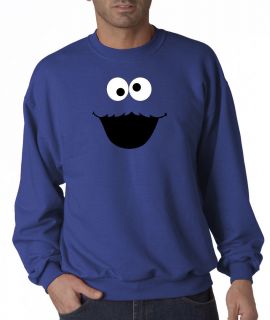 Cookie Monster Face Cartoon Jerzees Crewneck Sweatshirt