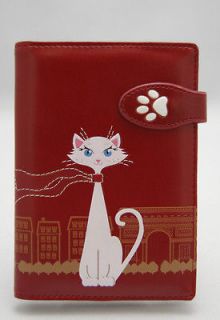 SHAGWEAR Credit Card Passport Holder Wallet Purse Paris Cat Red