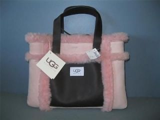 AUTHENTIIC UGG SMALL SUNDANCE GRAB BAG NATURAL SHEARLING BROWN LEATHER