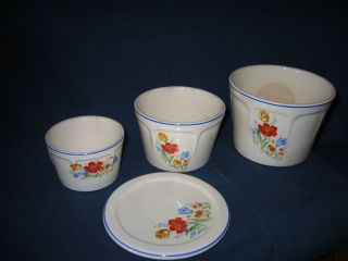 Antique Set of Nested Floral Bowls by National Brotherhood of