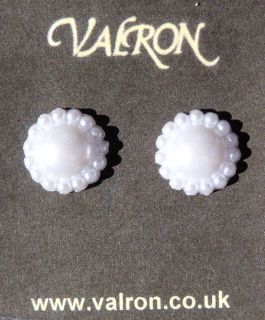 WHITE PEARL DOME CIRCULAR EARRING   IDEAL WEDDING   CLIP ON; STUD