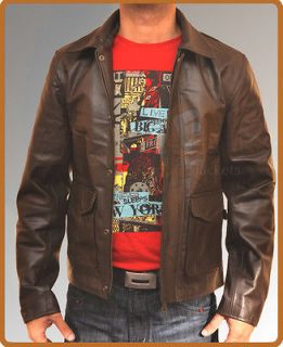 Indiana Jones Vintage Mens Genuine Leather Jacket Classic Coat