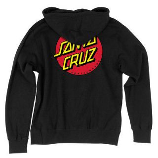 Santa Cruz Classic Red Dot Zip Hoodie Sweatshirt   Mens Black
