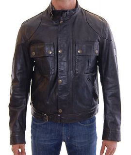 NWT $1950 BELSTAFF New Cougar Leather Jacket Man Antique Black s. L
