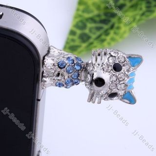 1x New Crystal Pave Fox Anti Dust Plug For iPhone ipad ipod HTC Mobile