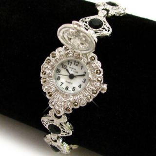 Exclusive Marcasite Crystal Covered Dial Jewelry Womens WATCH